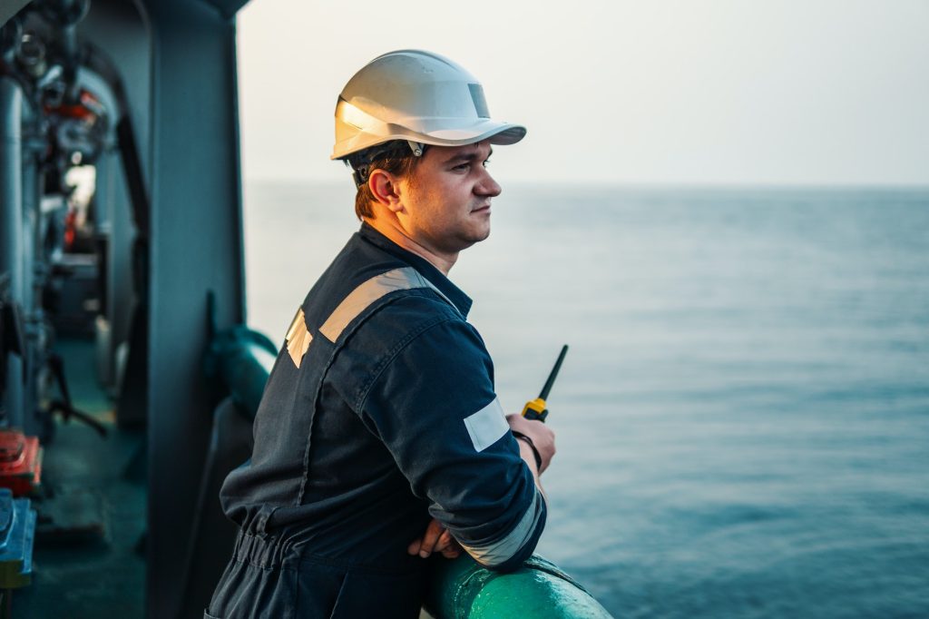 Marine Deck Officer or Chief mate on deck of offshore vessel or ship