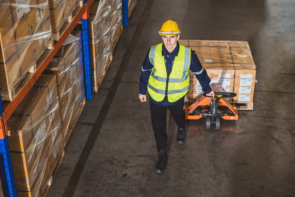 warehouse worker working for inventory store management product logistics shipping industry
